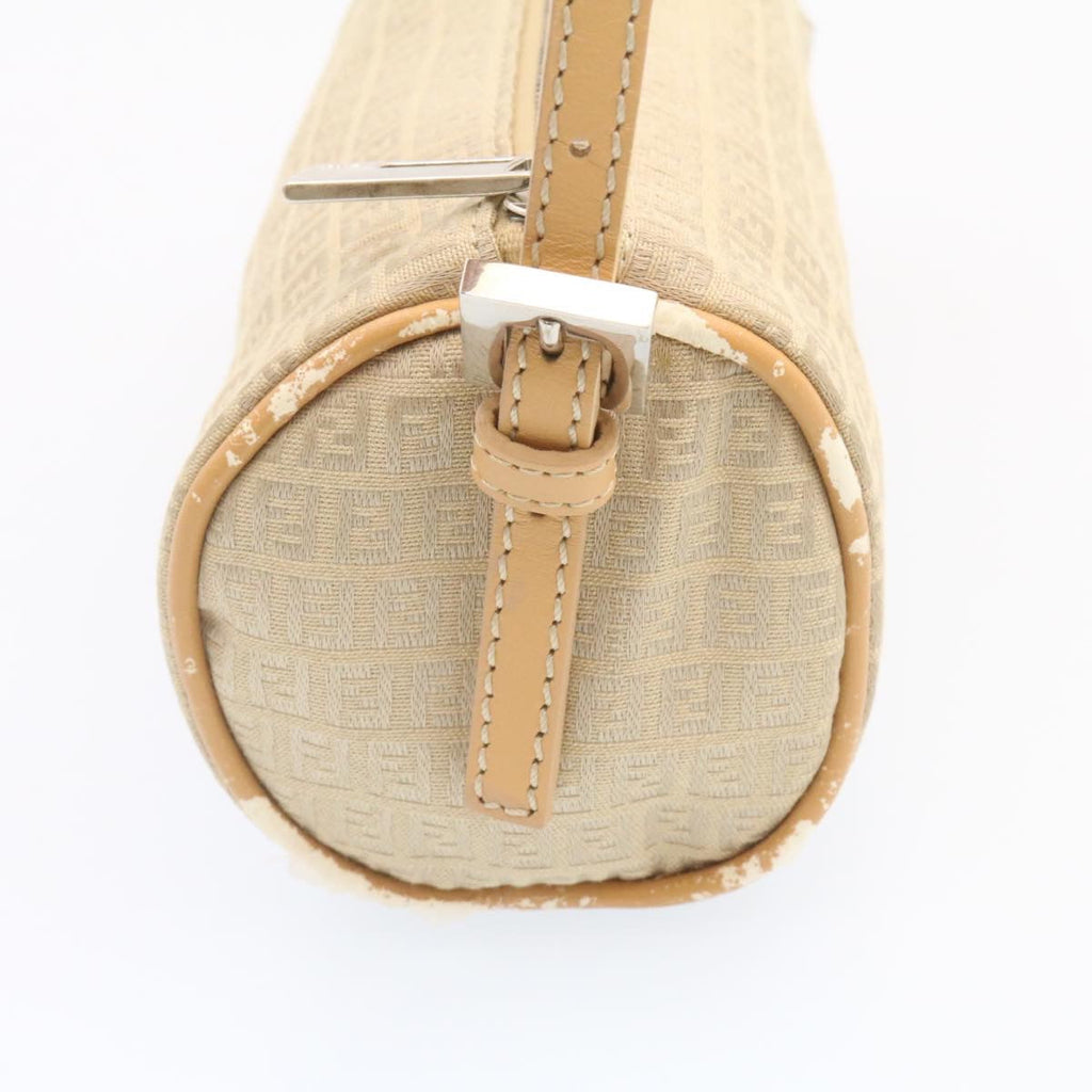 FENDI Micro Zucca Canvas Accessory Pouch Beige Auth am1285g