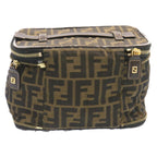 FENDI Zucca Canvas Vanity Cosmetics Pouch Brown Black  am1599g