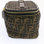 FENDI Zucca Canvas Vanity Cosmetics Pouch Brown Black Auth am1599g