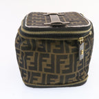 FENDI Zucca Canvas Vanity Cosmetics Pouch Brown Black  am1599g