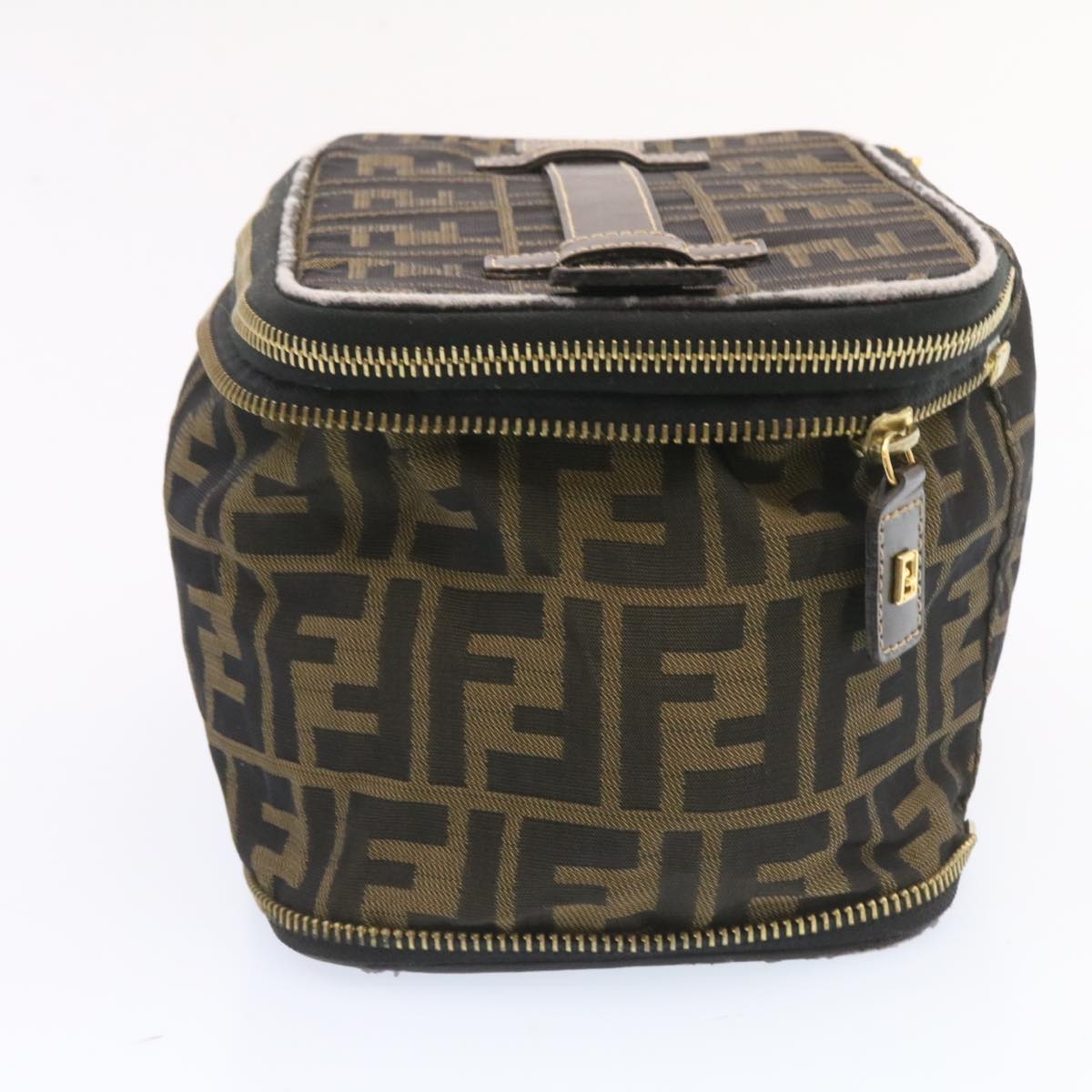 FENDI Zucca Canvas Vanity Cosmetics Pouch Brown Black  am1599g