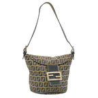 FENDI ZucchinoCanvas Shoulder Bag Brown Auth am1690g