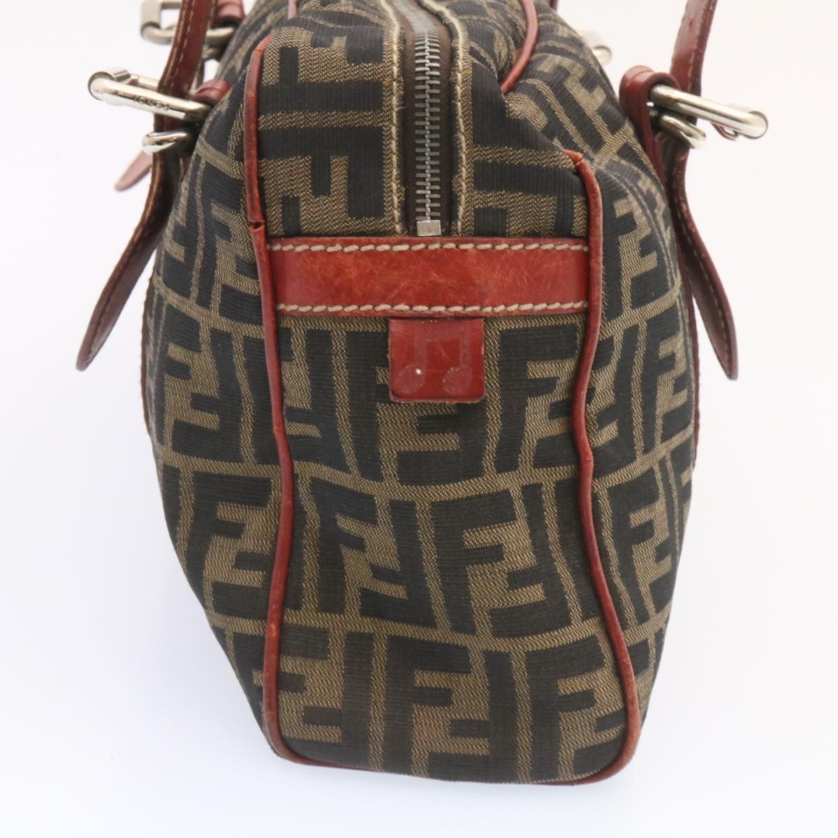 FENDI Zucca Canvas Boston Bag Brown Red  am1732g