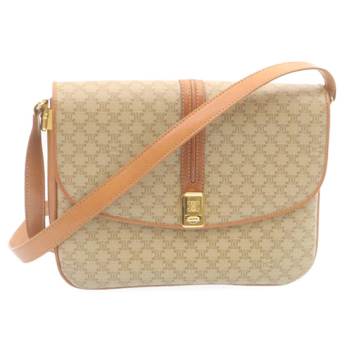 CELINE Macadam Canvas Shoulder Bag PVC Leather Beige  am2173g