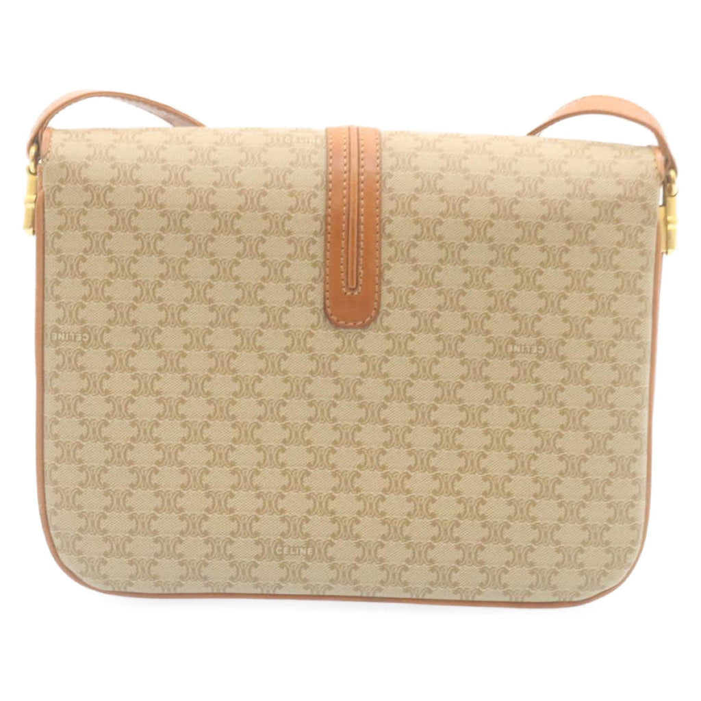 CELINE Macadam Canvas Shoulder Bag PVC Leather Beige  am2173g