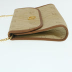 CHRISTIAN DIOR Honeycomb Chain Shoulder Bag Canvas Beige Auth am2250g
