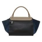 CELINE Hand Bag Leather Suede Gray Navy Auth am2375g