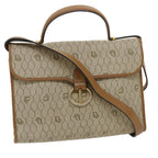 CHRISTIAN DIOR Honeycomb Canvas Hand Bag PVC Leather 2way Beige  am2383g