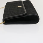 CHRISTIAN DIOR Trotter Canvas Chain Shoulder Bag Black Auth am2539g