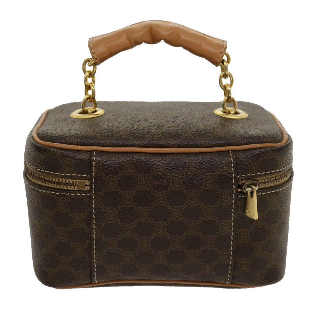 CELINE Macadam Canvas Vany Hand Bag PVC Leather Brown  am2715g