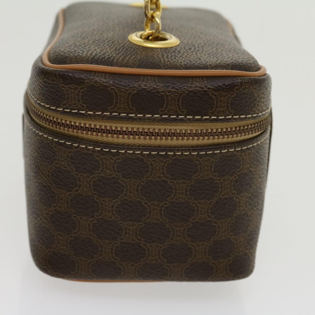 CELINE Macadam Canvas Vany Hand Bag PVC Leather Brown  am2715g