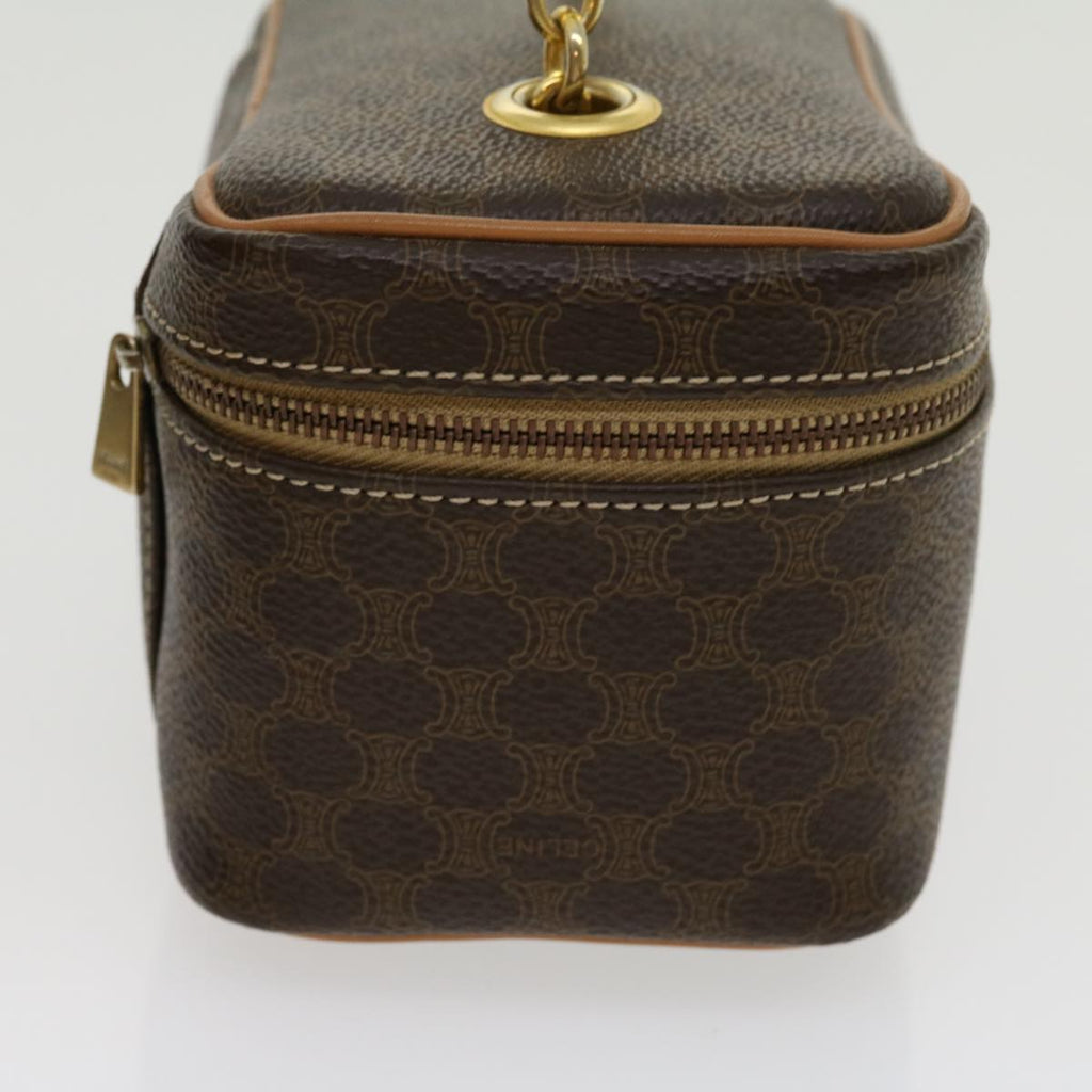 CELINE Macadam Canvas Vany Hand Bag PVC Leather Brown  am2715g