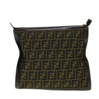FENDI Zucca Canvas Clutch Bag Brown Auth am2779g