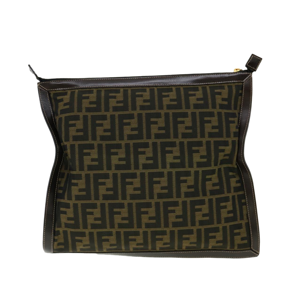 FENDI Zucca Canvas Clutch Bag Brown Auth am2779g