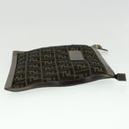 FENDI Zucca Canvas Clutch Bag Brown Auth am2779g