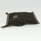 FENDI Zucca Canvas Clutch Bag Brown Auth am2779g