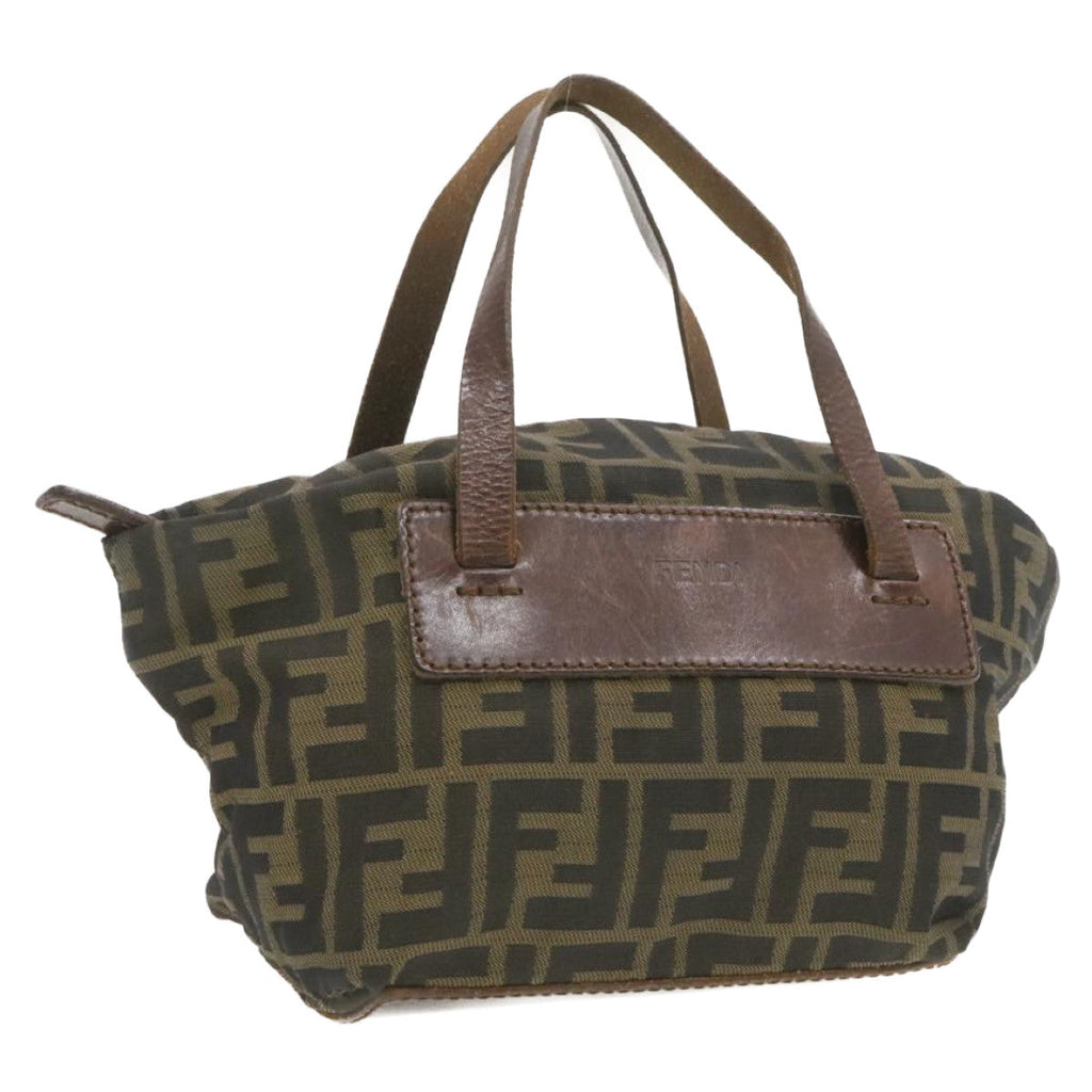 FENDI Zucca Canvas Hand Bag Brown Black  **Sticky am375g