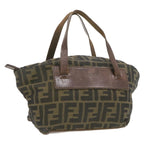 FENDI Zucca Canvas Hand Bag Brown Black  **Sticky am375g