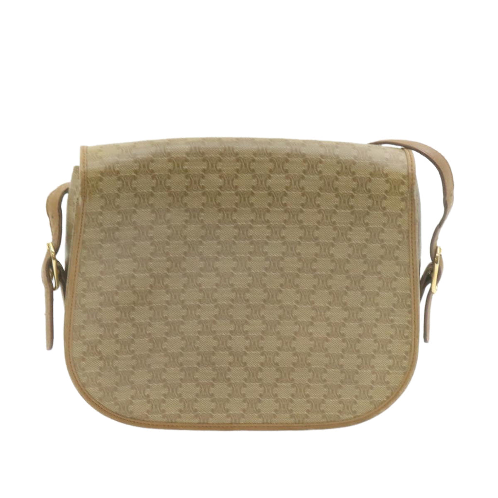 CELINE Macadam Canvas Shoulder Bag Beige PVC Leather  am612g
