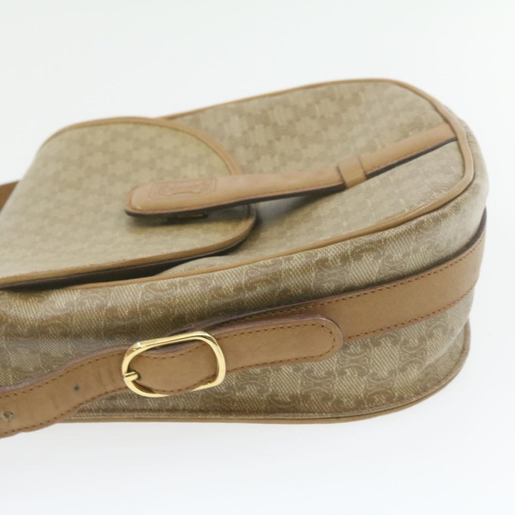CELINE Macadam Canvas Shoulder Bag Beige PVC Leather  am612g