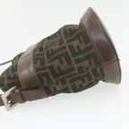 FENDI Zucca Canvas Hand Bag Brown Black  am808g