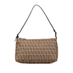 Fendi Zucchino Canvas Leather Handbag 8BR267