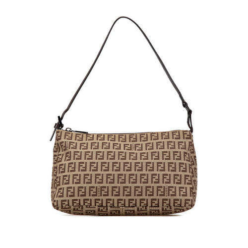 Fendi Zucchino Canvas Leather Handbag 8BR267