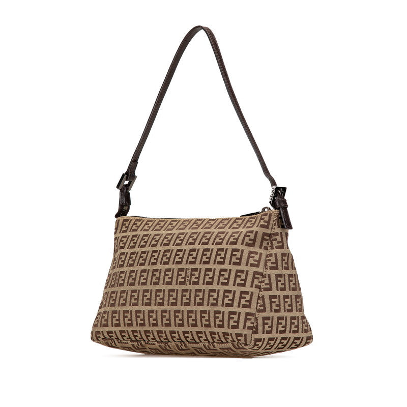 Fendi Zucchino Canvas Leather Handbag 8BR267