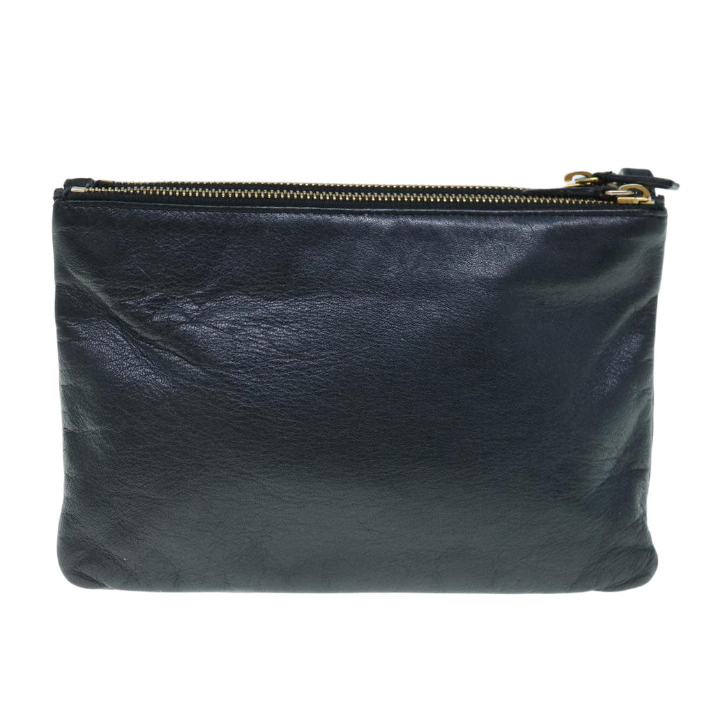CELINE Trio Shoulder Bag Leather Black  hk1006