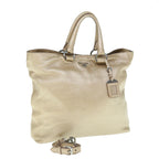 PRADA Hand Bag Leather Gold Tone  hk1024