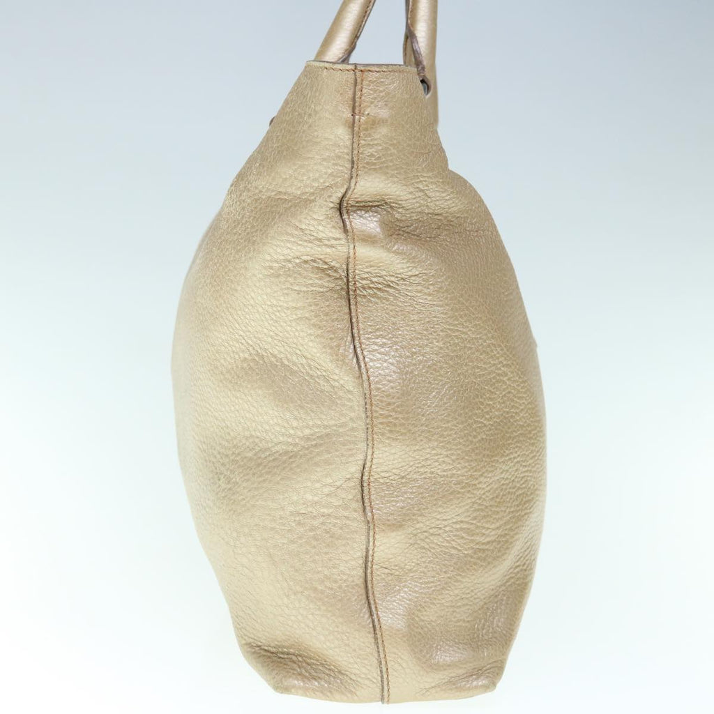 PRADA Hand Bag Leather Gold Tone  hk1024