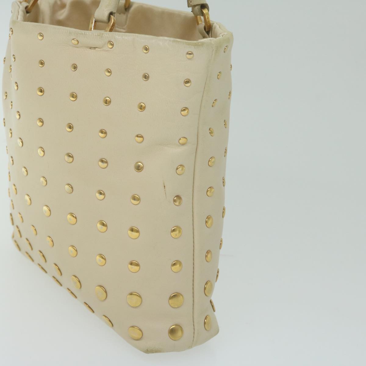 PRADA Hand Bag Leather Beige  hk1025