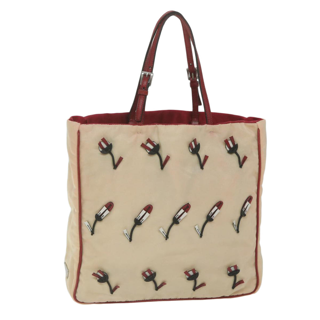 PRADA Hand Bag Nylon Beige  hk1027