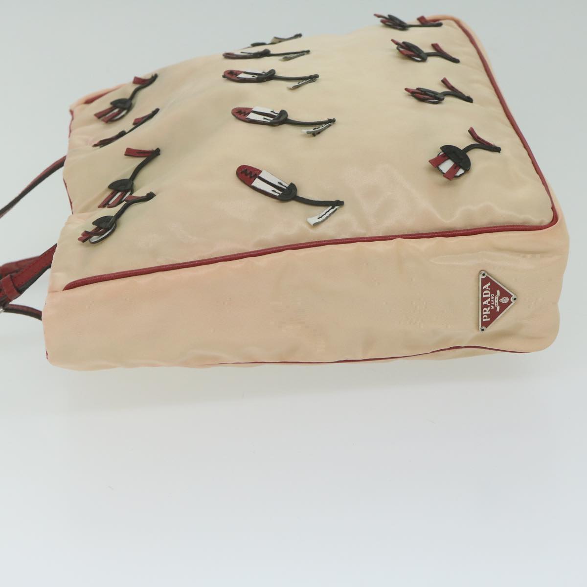 PRADA Hand Bag Nylon Beige  hk1027