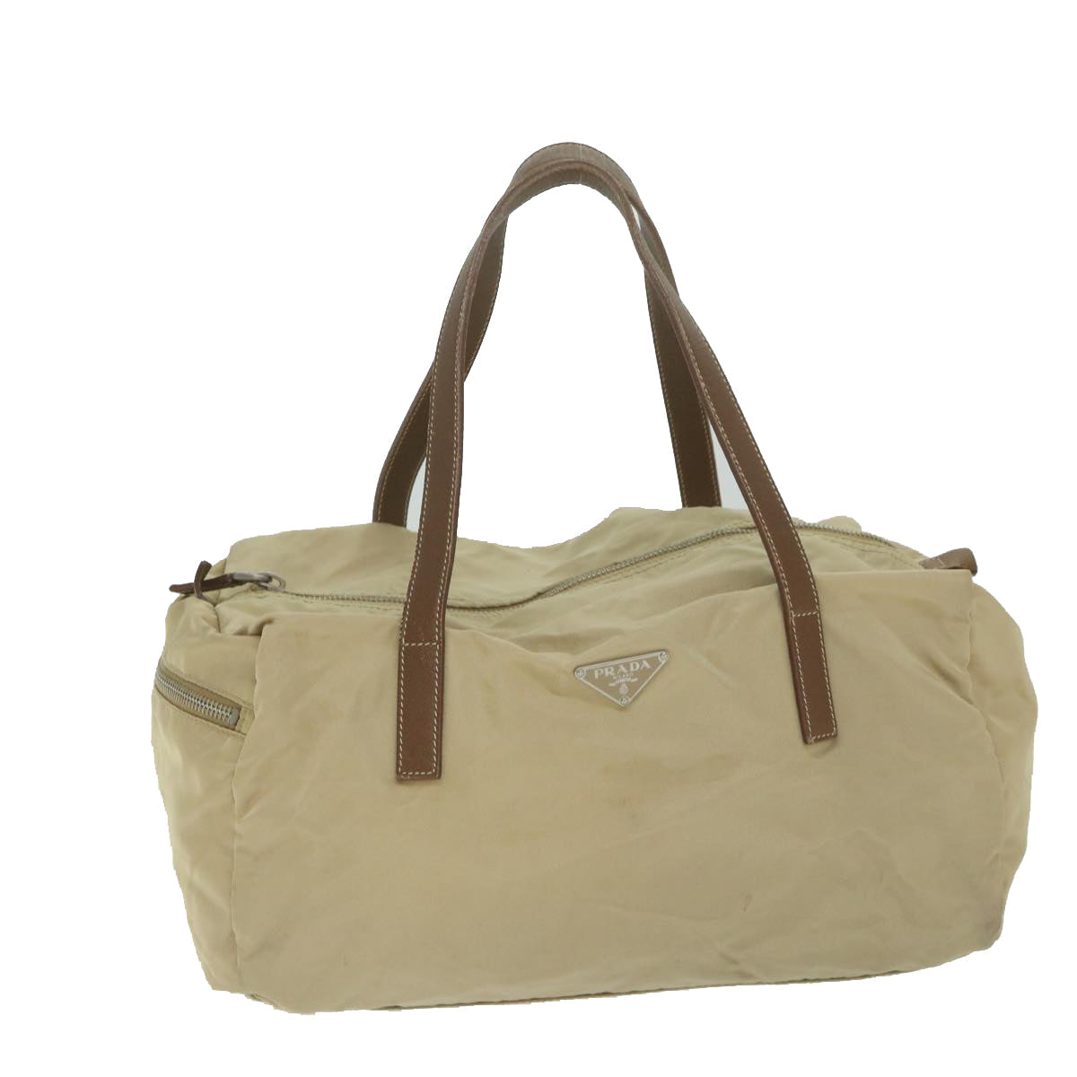 PRADA Hand Bag Nylon Beige  hk1030
