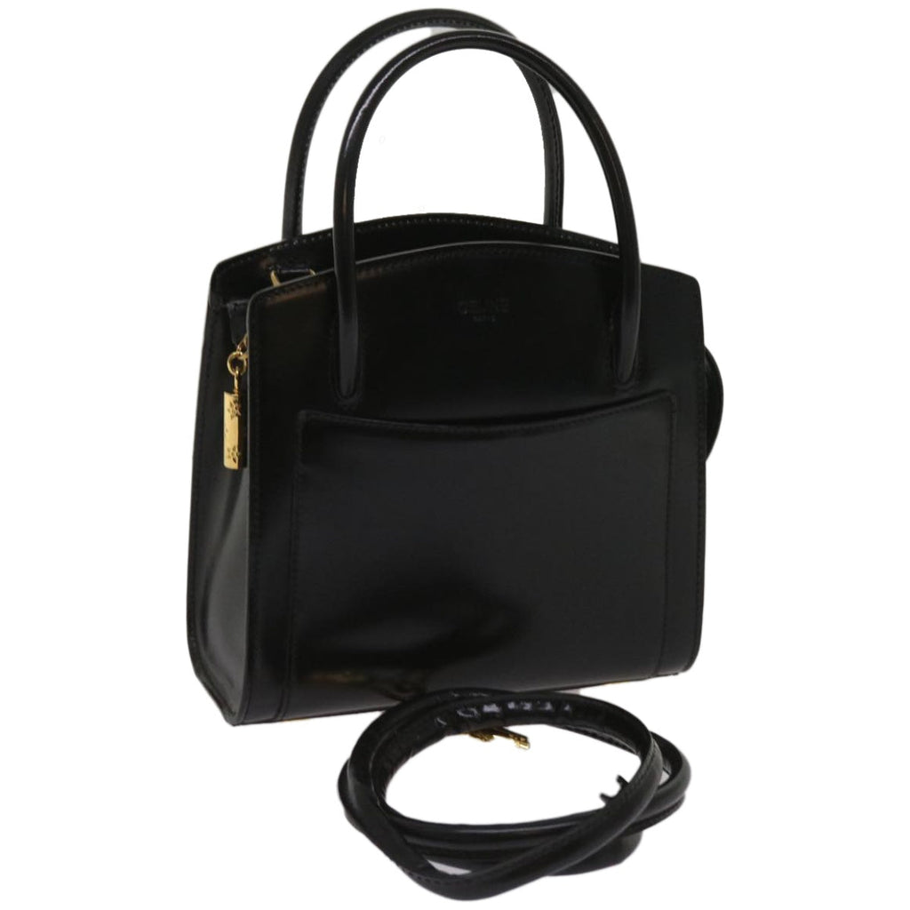 CELINE Hand Bag Leather 2way Black  hk1062