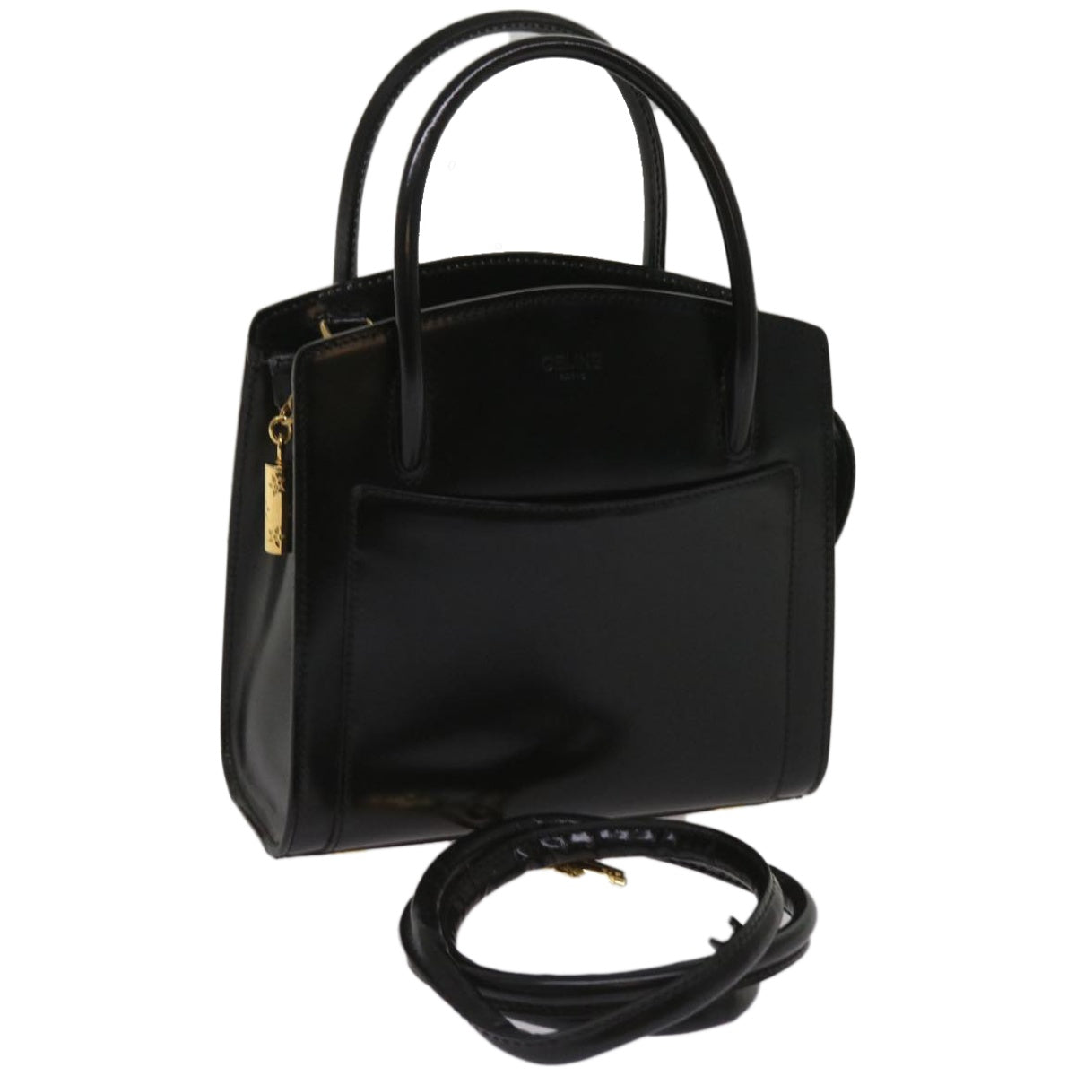 CELINE Hand Bag Leather 2way Black  hk1062