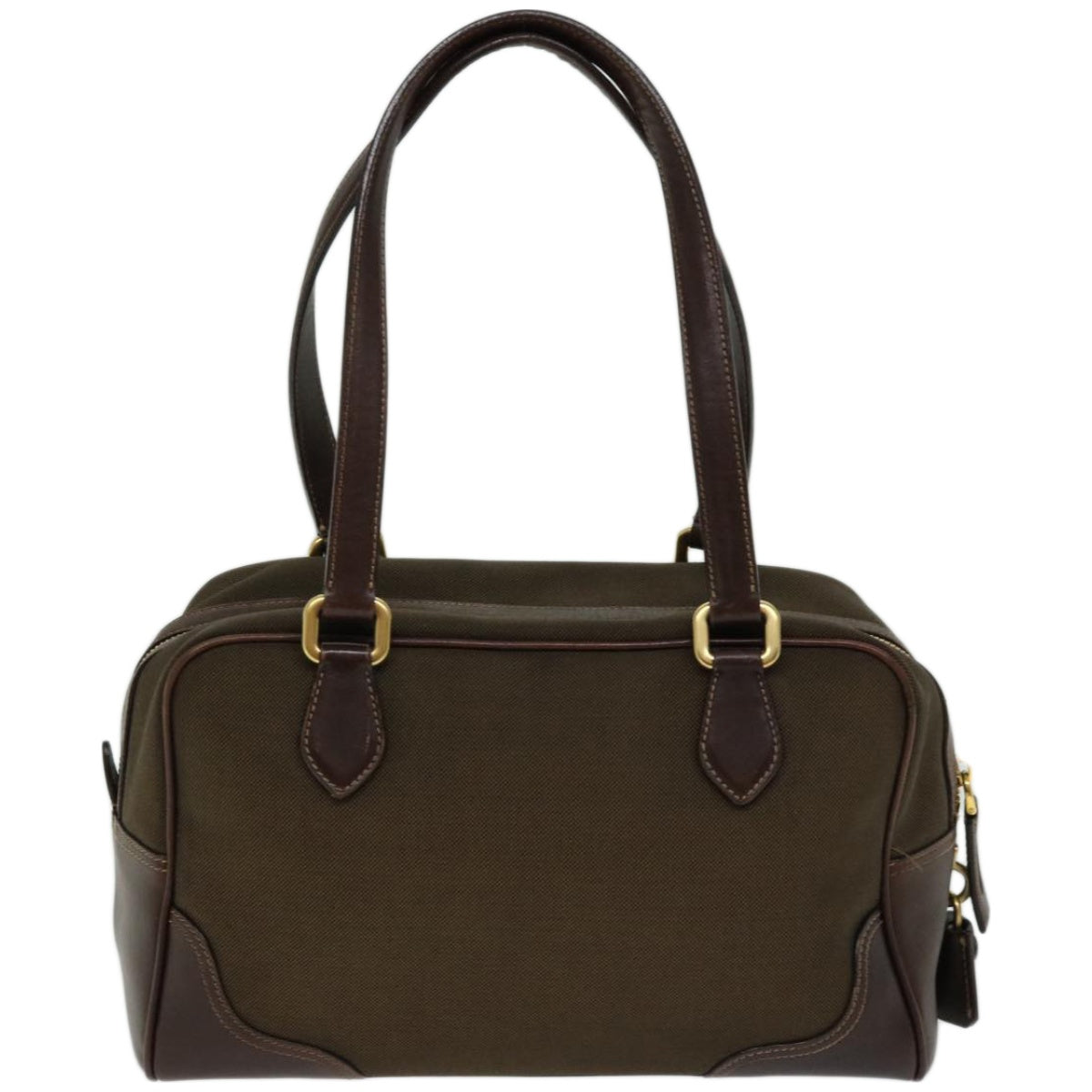 PRADA Mini Boston Bag Boston Bag Canvas Leather Brown  hk1091