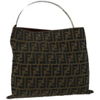 FENDI Zucca Canvas Hand Bag Black Brownhk1112