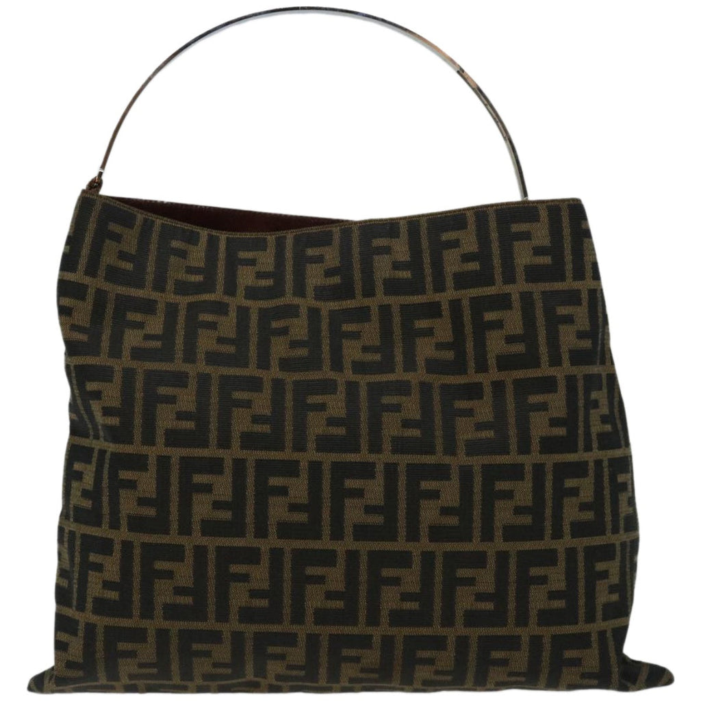 FENDI Zucca Canvas Hand Bag Black Brownhk1112