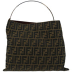 FENDI Zucca Canvas Hand Bag Black Brownhk1112