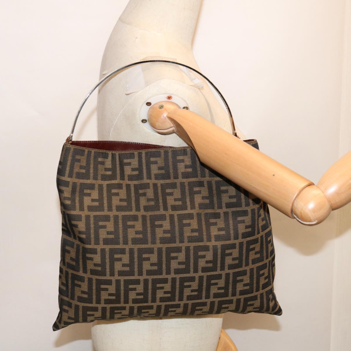 FENDI Zucca Canvas Hand Bag Black Brownhk1112