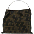 FENDI Zucca Canvas Hand Bag Black Brownhk1112