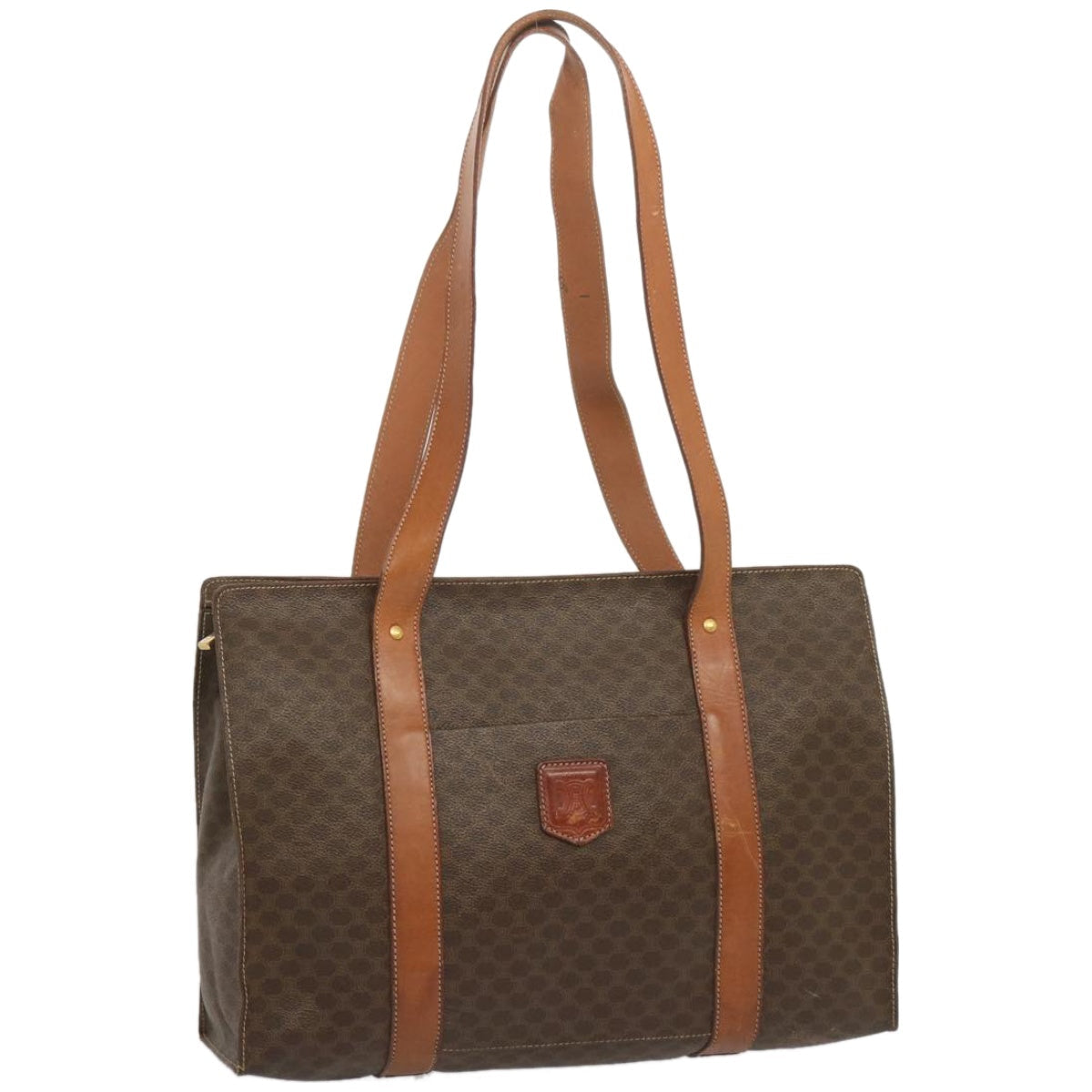 CELINE Macadam Canvas Tote Bag PVC Brown Auth hk1145