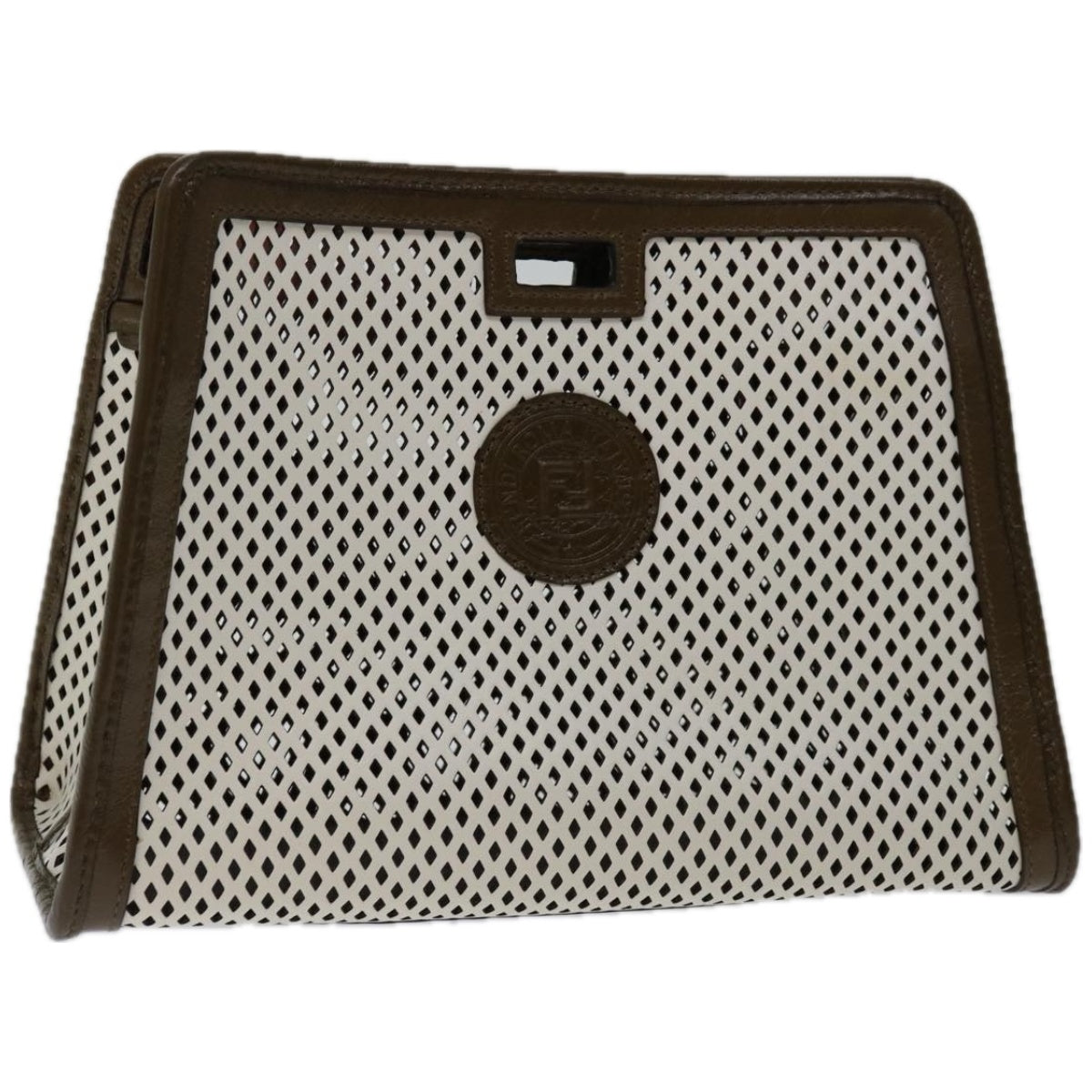 FENDI Mini Peek A Boo Clutch Bag Leather Whitehk1148