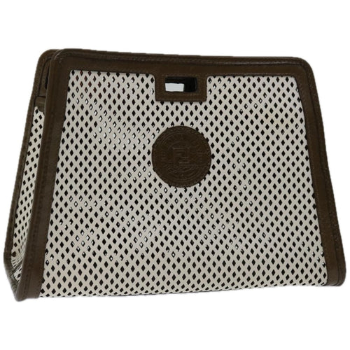 FENDI Mini Peek A Boo Clutch Bag Leather Whitehk1148