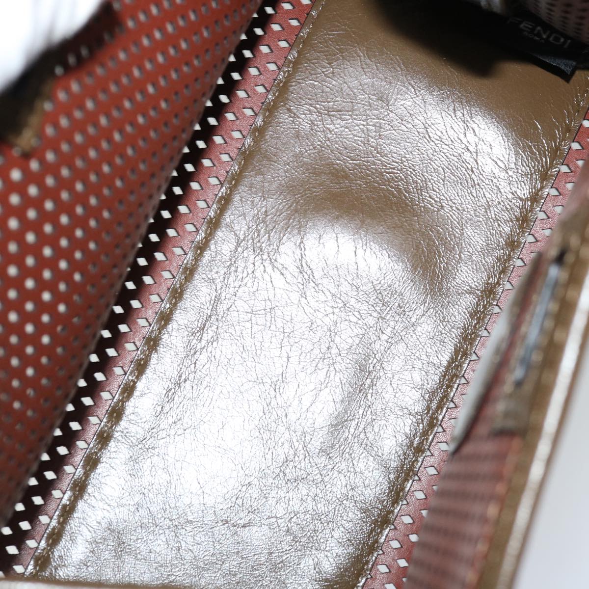 FENDI Mini Peek A Boo Clutch Bag Leather Whitehk1148