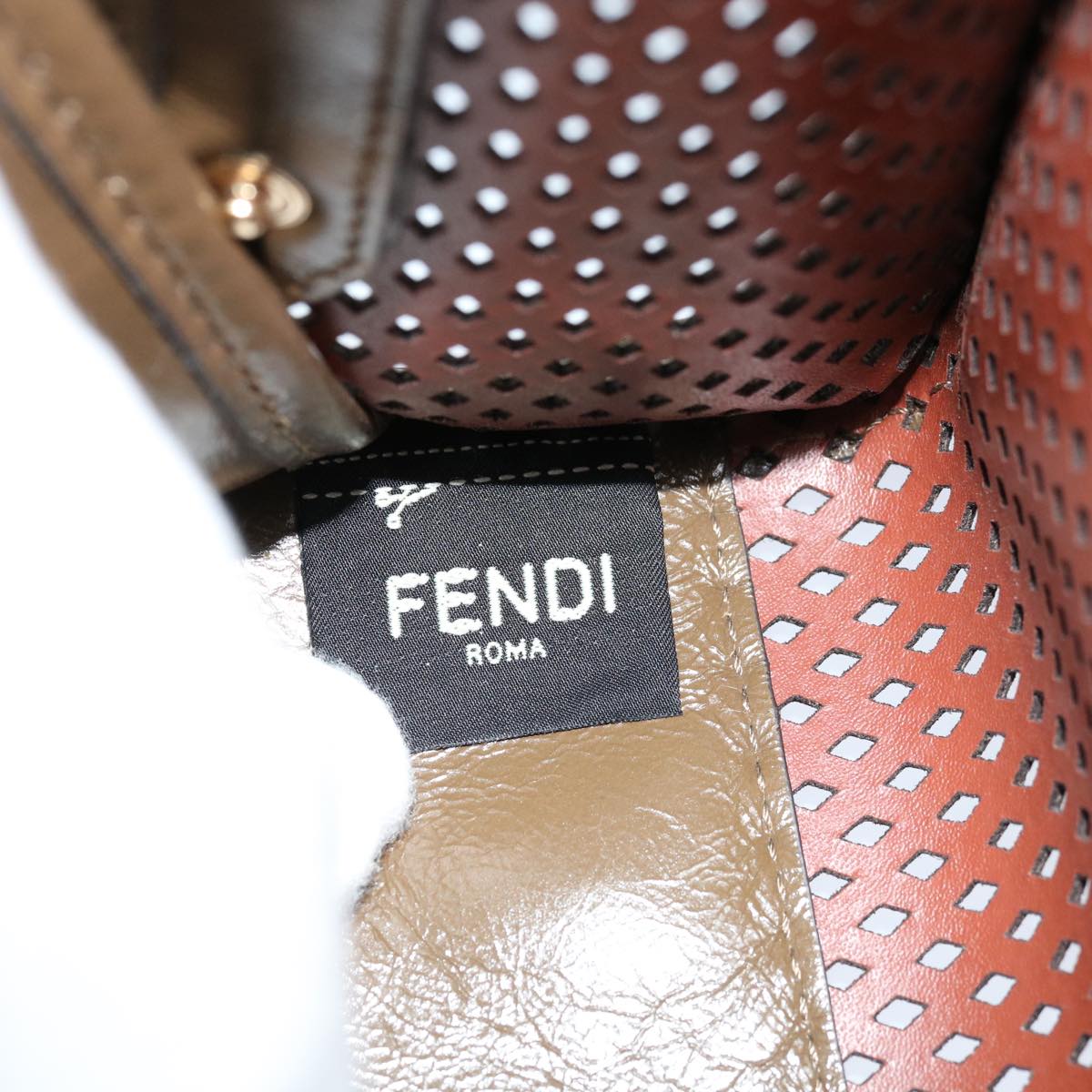 FENDI Mini Peek A Boo Clutch Bag Leather Whitehk1148