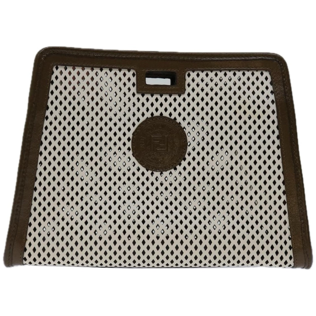 FENDI Mini Peek A Boo Clutch Bag Leather Whitehk1148