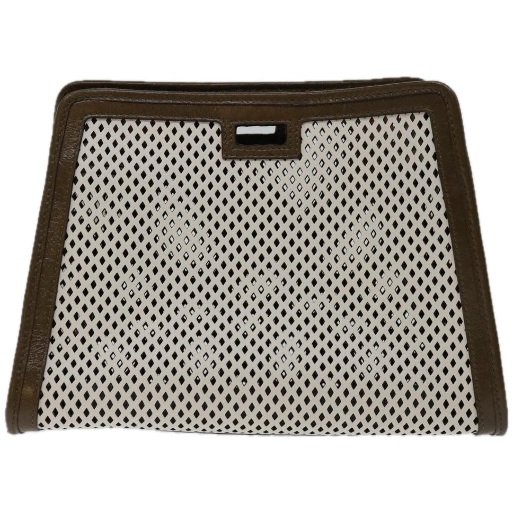 FENDI Mini Peek A Boo Clutch Bag Leather Whitehk1148
